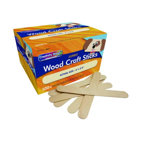 Creativity Street Natural Wood Craft Sticks, 6" x 0.75", Natural, 500/Box (377601)