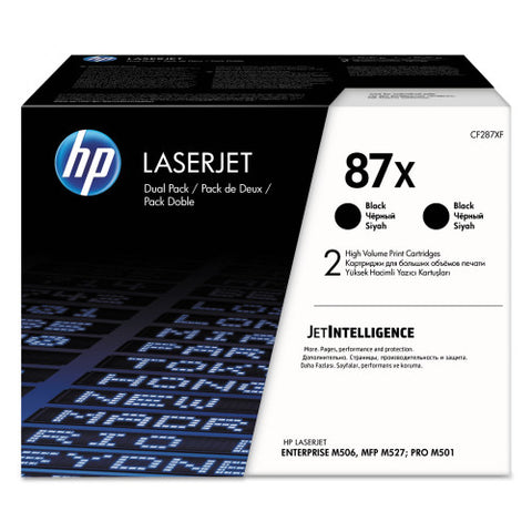HP® 87X, 2-Pack High-Yield Black Original LaserJet Toner Cartridges (CF287XD)