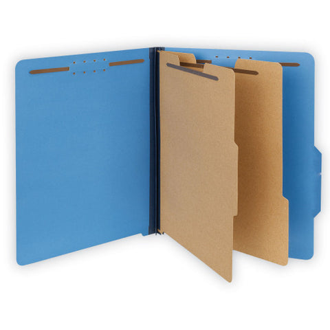 Universal Bright Colored Pressboard Classification Folders, 2" Expansion, 2 Dividers, 6 Fasteners, Letter Size, Cobalt Blue, 10/Box (UNV10301)
